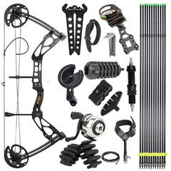 Compound Bow Arrow Kit Adjustable 0-70Lbs 325fps IBO 16.4-30″ Hunting Bowfishing