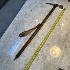 Antique Ice Axe 32.5” Long 9.5” Head Appears unknown wood Shaft, From Japan