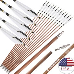 12X 31″ Pure Carbon Arrows SP340 400 500 600 Natural Feather Archery Bow Hunting