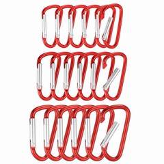 1.8/2.2/2.4″ Aluminum Clasp Clips, 18Pcs D Shape Spring Hook Keychain, Red