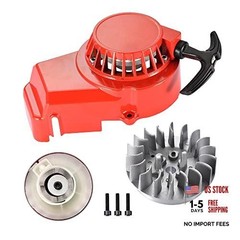 Alloy Pull Start Recoil Starter with Flywheel Replacement for 2 Stroke Red