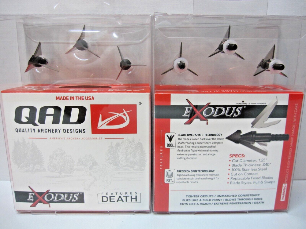 QAD Exodus Fixed Blade Broadhead Full 100gr, 3pk #BX100-F-New