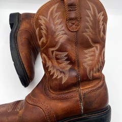 Ariat Sierra Saddle Western Work Boots Pull On Leather Round Toe Brown Size 8.5D