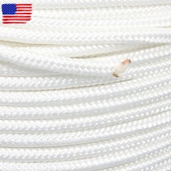 1/4 Inch × 500ft White Nylon Solid Braid Rope High UV & Abrasion Resistance