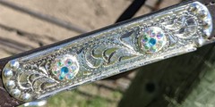 Silver Show Halter – Iridescent Stones – Dark Oil – Horse Size – Matching Lead