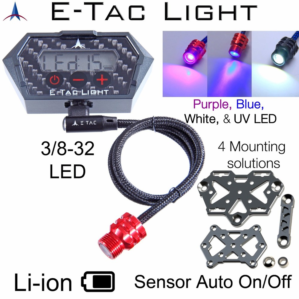 E-Tac Light Compound Bow Sight Light 3/8-32 Rechargeable BT Sensor Auto On/OFF