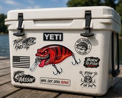 Angry Squarebill Crankbait Lure Sticker Bass Fishing Decal Boat Tackle