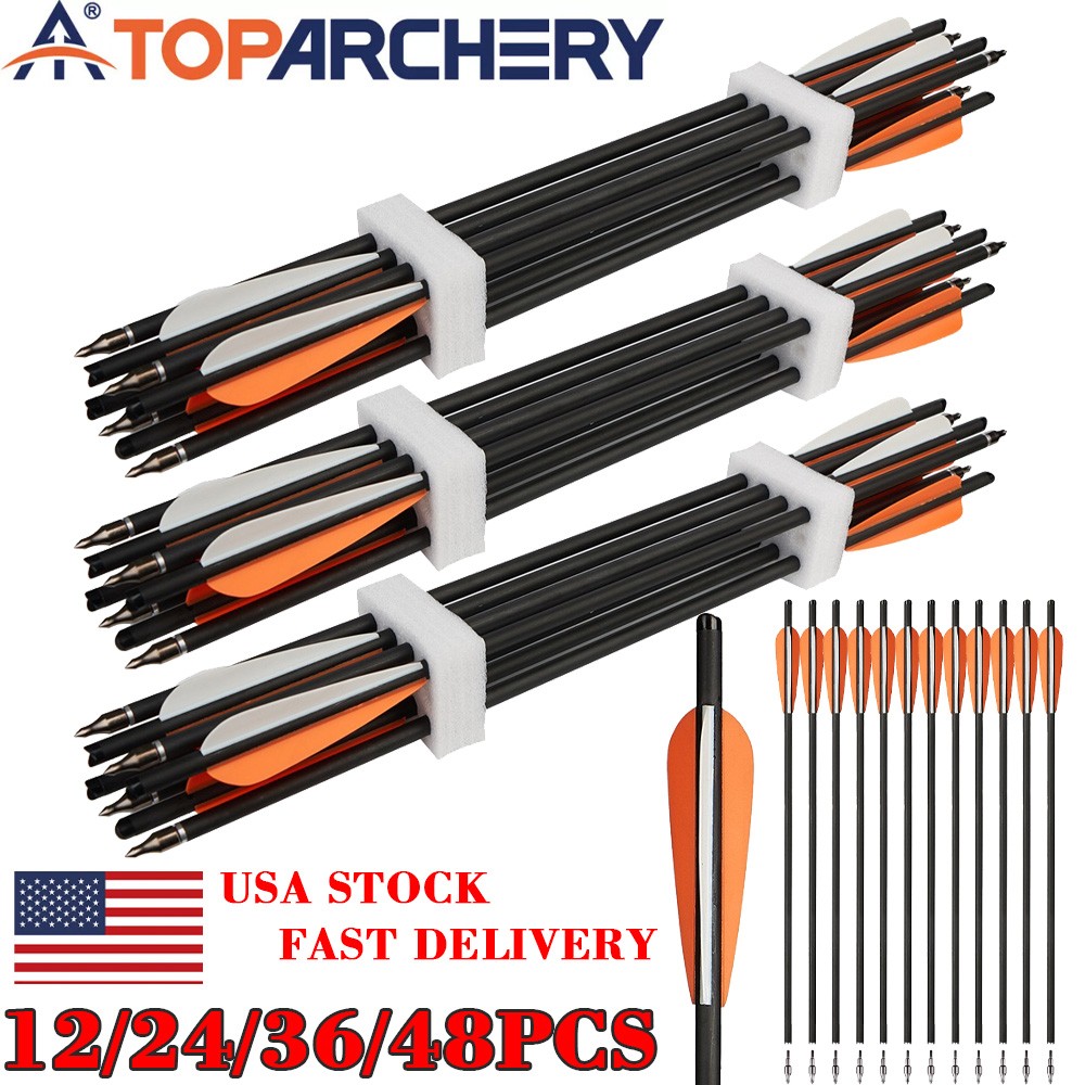 20″ Crossbow Bolts Carbon Arrows ID7.6mm Archery Hunting Shooting 12/24/36/48PCS