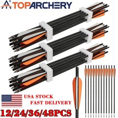 20″ Crossbow Bolts Carbon Arrows ID7.6mm Archery Hunting Shooting 12/24/36/48PCS