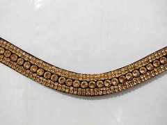Leather Designer Clear Crystal Stylish Golden Chain Browband For Horse Bridle.
