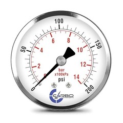 2-1/2″ Pressure Gauge, Chrome Plated Steel Case, Dry/kPa, Back Mount 0-200 psi
