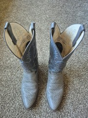 Justin 2225 Grey Blue Leather Cowboy Boots Men’s Size 8.5 E USA