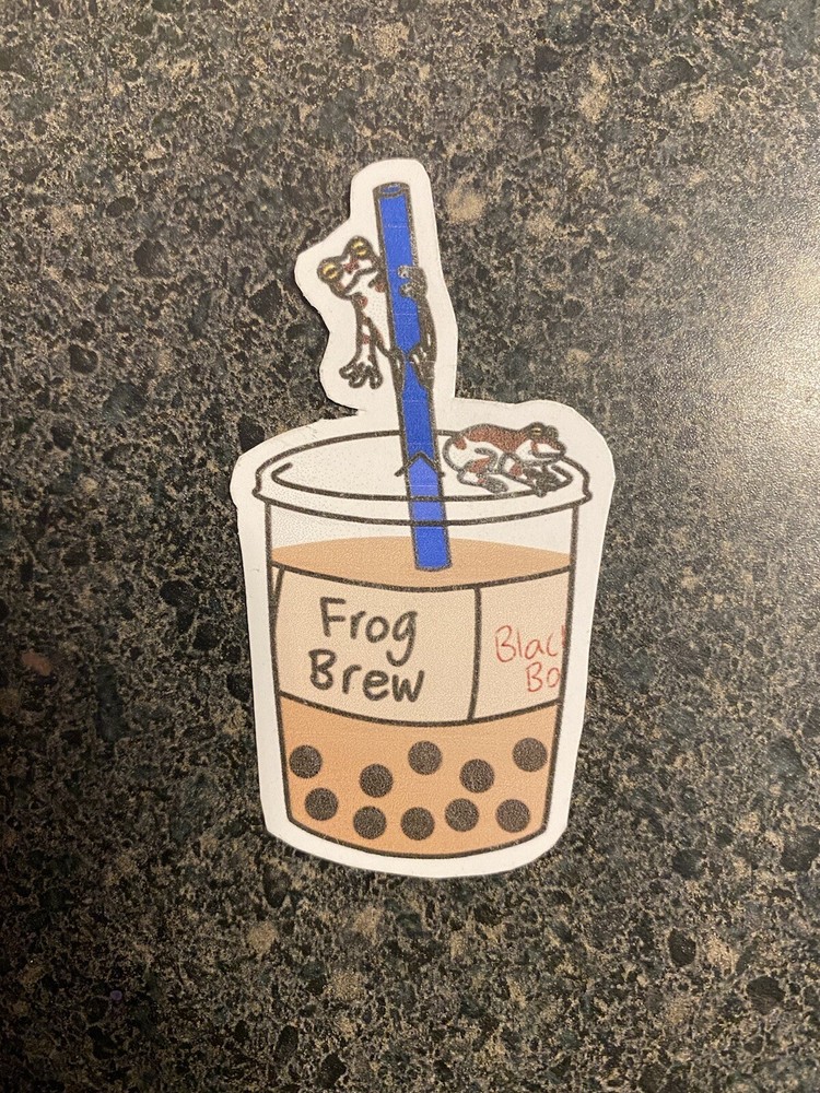 Cute Chibi Cartoon Amazon Milk Frog Boba Tea Bubble Tea Sticker
