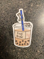 Cute Chibi Cartoon Amazon Milk Frog Boba Tea Bubble Tea Sticker