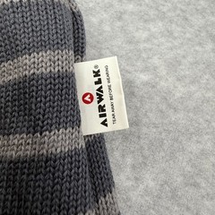 Airwalk Reversible Knit Beanie Gray Striped Logo Teen OSFM NWT