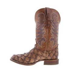 Tony Lama Everett Pirarucu Made In USA Mens Brown Cowboy Western Boots