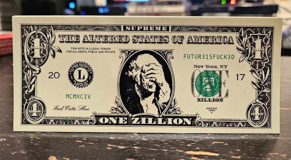 Supreme Zillion Dollar Bill Sticker FW17 box Logo + FREE SURPRISE