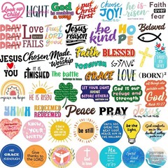 300PCS Inspirational Christian Stickers, Vinyl Waterproof Jesus Bible Verse S…