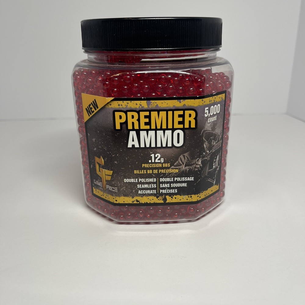 Game Face Airsoft Premier Ammo .12g Precision BBS 5,000 Count Red – Sealed