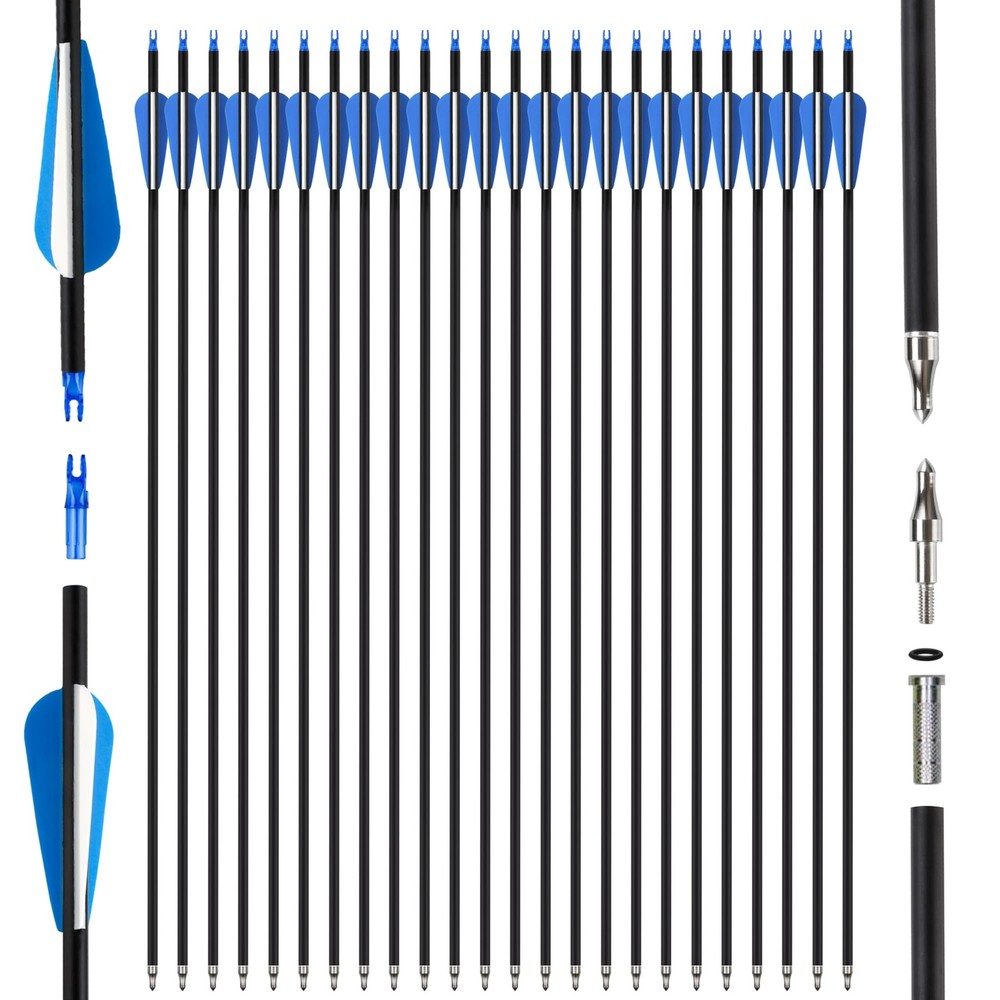 24Pcs 30″ Carbon Archery Arrows, Spine Matched for Hunting & Target Practice …