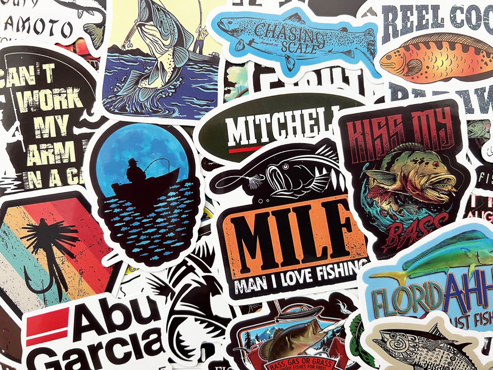 100 Fish Fishing Stickers Pack For Tackle Box Fishermen Dads Car Boat