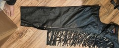 Black Leather Fringe Chaps Full Leg Great Condition