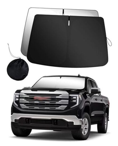Front Windshield Sunshade Compatible with GMC (2019-2024) Sierra 1500 2500