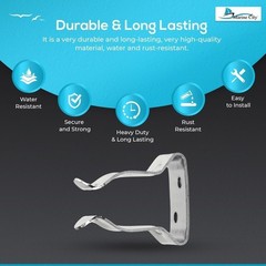 MARINE CITY Stainless Steel Storage Clips Hook Clamp 5/8″-1″ Boat (PacK of 2)