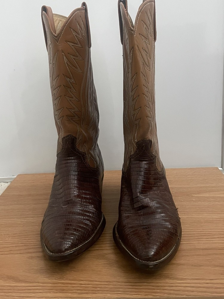 Dan Post Brown Leather Western Cowboy Boots Pointed Toe Stitched Shaft 9