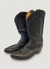 RARE Dan Post 11355 Black Leather Western Boots Mens 10 EW USA Made Cowboy