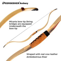 Deerseeker Outdoor 52″ Traditional Longbow Handmade Recurve Bows Ambidextrous…
