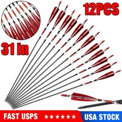 12PCS 31-inch Carbon Arrows Turkey Feather Hunting For Compound & Recurve Bow