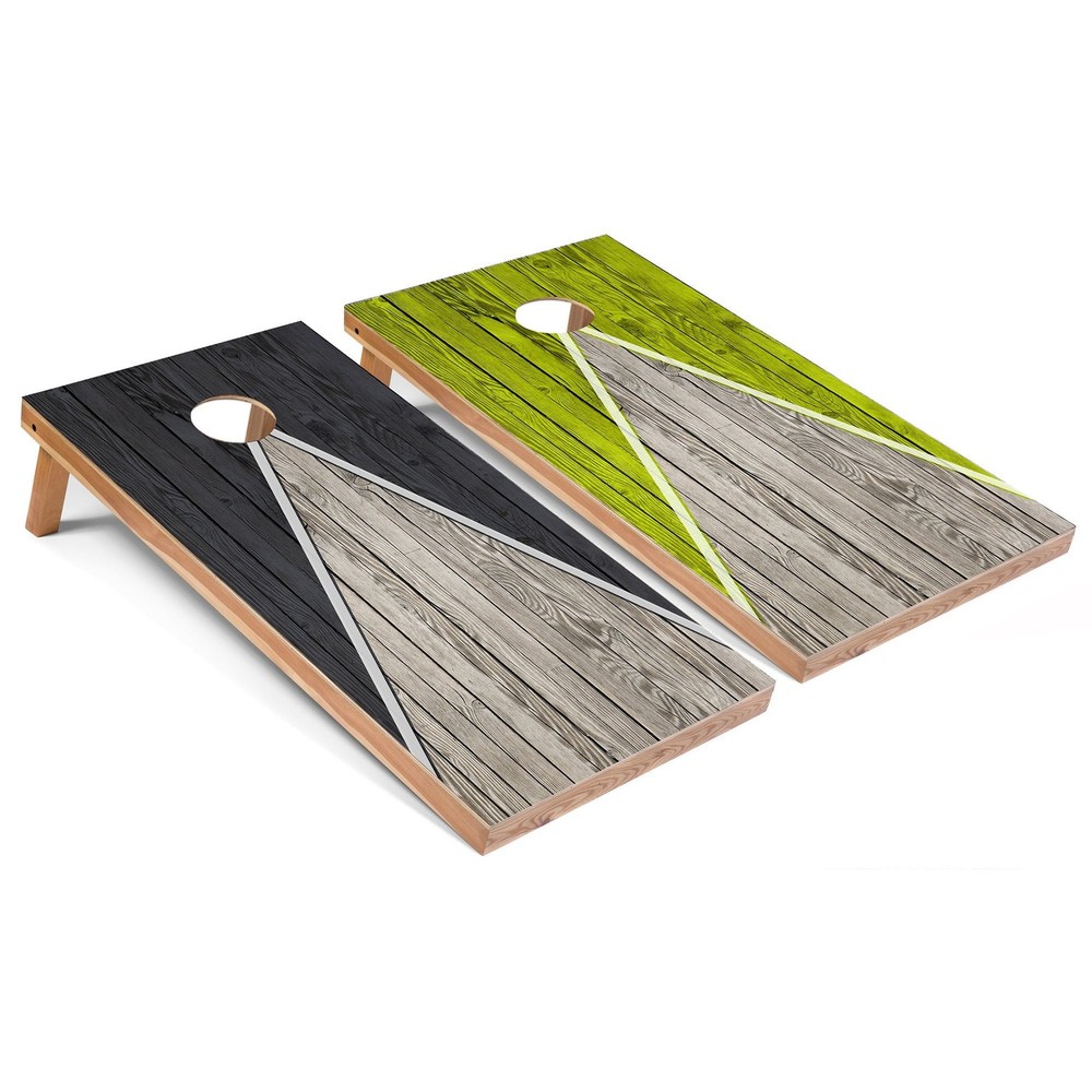Cornhole Boards Skips Garage Dark Grey Lime Pyramid Foldable Legs Bags