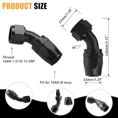 45 Degree Swivel Hose End Fitting – 360° Rotatable AN Adapter 16AN 45-Degree