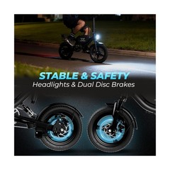 Electric Bike with Basket, 14″ Folding Ebike 22 MPH, 35 Miles Range, Dual Sus…