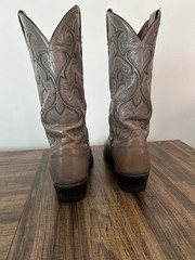 Tony Lama Western Boots Gray Leather Embroidered Pointed Toe 11.5D 62080