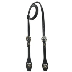 HS Hilason Horse Genuine Leather One Ear Headstall Bridle GS Concho Black