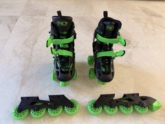 Roller Derby Green Wire Kids’ Inline-Quad Combo Skates Black/Green 12-2