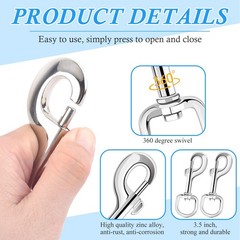 8 Pcs Swivel Eye Bolt Snap Hooks Heavy Duty Eye Bolt Clips Zinc Alloy Single End