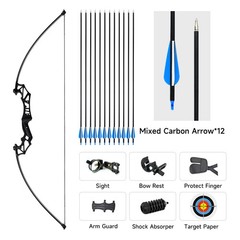 45/50lbs Direct Pull Bow Alloy Handle Mixed Carbon Arrow 5 Needle Aiming