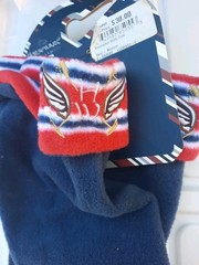 NWT HORSEWARE Size M Fleece Wellie Cozy Boot Socks Navy W/Red White Trim Medium