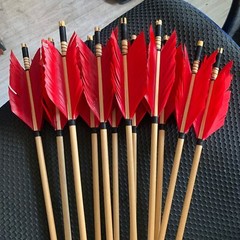 6/12/24PK 29Inch 30inch 32inch Wooden Arrow White Turkey Feather Real Archery