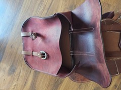 New Premium Leather Saddle Bag with Stainless Steel Hardware