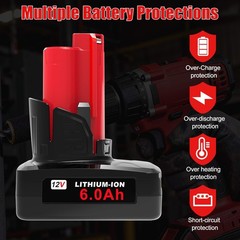 12V 6000mAh Replacement Battery for Milwaukee M12 Battery Compatible with Mil…