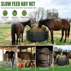 5 * 5ft Round Bale Hay Net 1.75″ Knotless Slow Feed Hay Net, Heavy Duty Hay S…