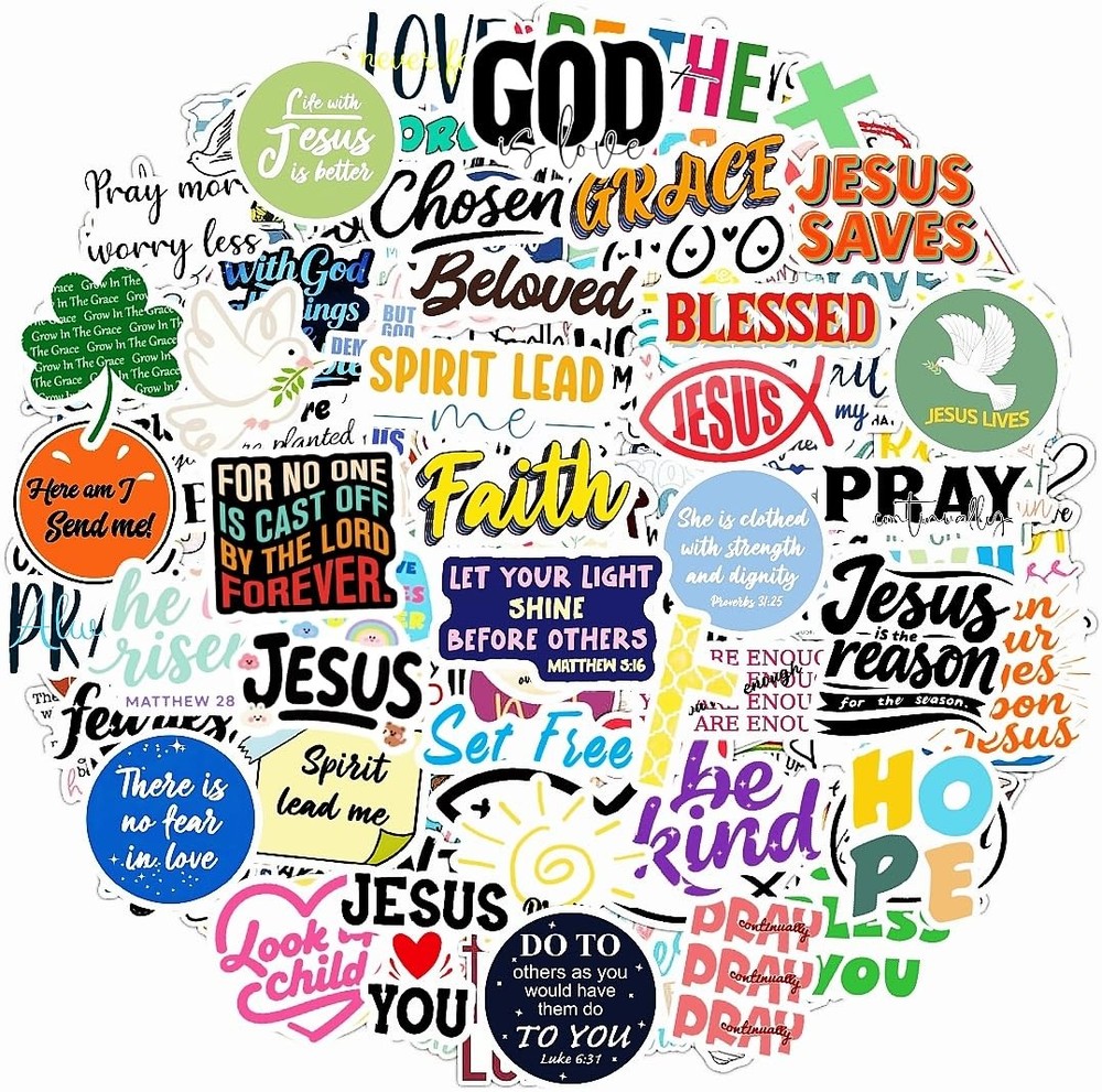 300PCS Inspirational Christian Stickers, Vinyl Waterproof Jesus Bible Verse S…