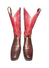 Tony Lama Black Cherry Caiman Cutter Toe Western Boots Men’s Size 12 D SP1018