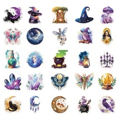 30Pcs Random PET Transparent Mystical Witchy Fantasy Magical Witchcraft Stickers