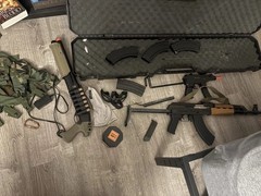 Airsoft Gear Lot AK47 M70AB2 Zastava Kalashanikov AEG Skorpion Shotgun chestrig