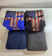 American flag skull Cornhole pro bags stick and slide filled with Resin set of 8